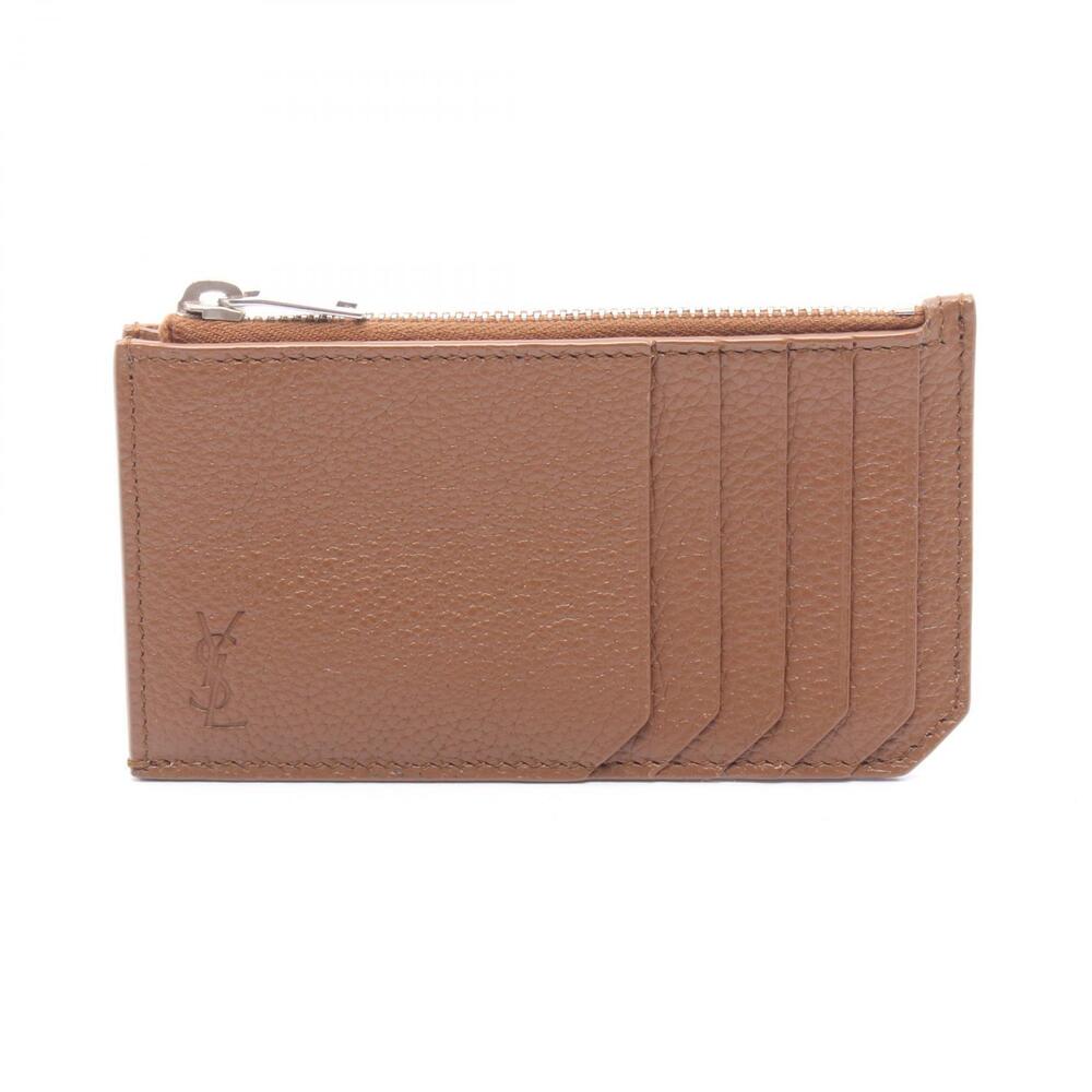Saint Laurent Cassandre Leather Coin Purse Brown